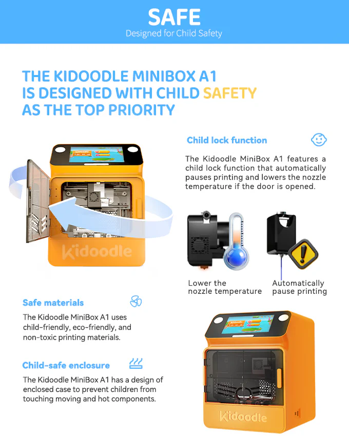 Kidoodle MiniBox A1: 3D Printer for Kids, Unleash Creativity with Kidoodle, 600mm/s High Speed, AutoLiv/Design Safe for Kids/5" Touch Screen, Wi-Fi/App Control, Easy to Install at Home/School - Image 17