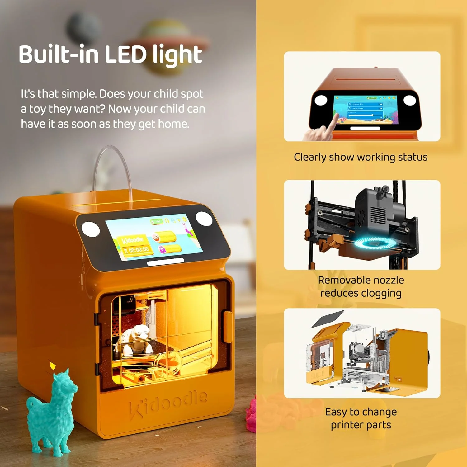 Kidoodle MiniBox A1: 3D Printer for Kids, Unleash Creativity with Kidoodle, 600mm/s High Speed, AutoLiv/Design Safe for Kids/5" Touch Screen, Wi-Fi/App Control, Easy to Install at Home/School - Image 5