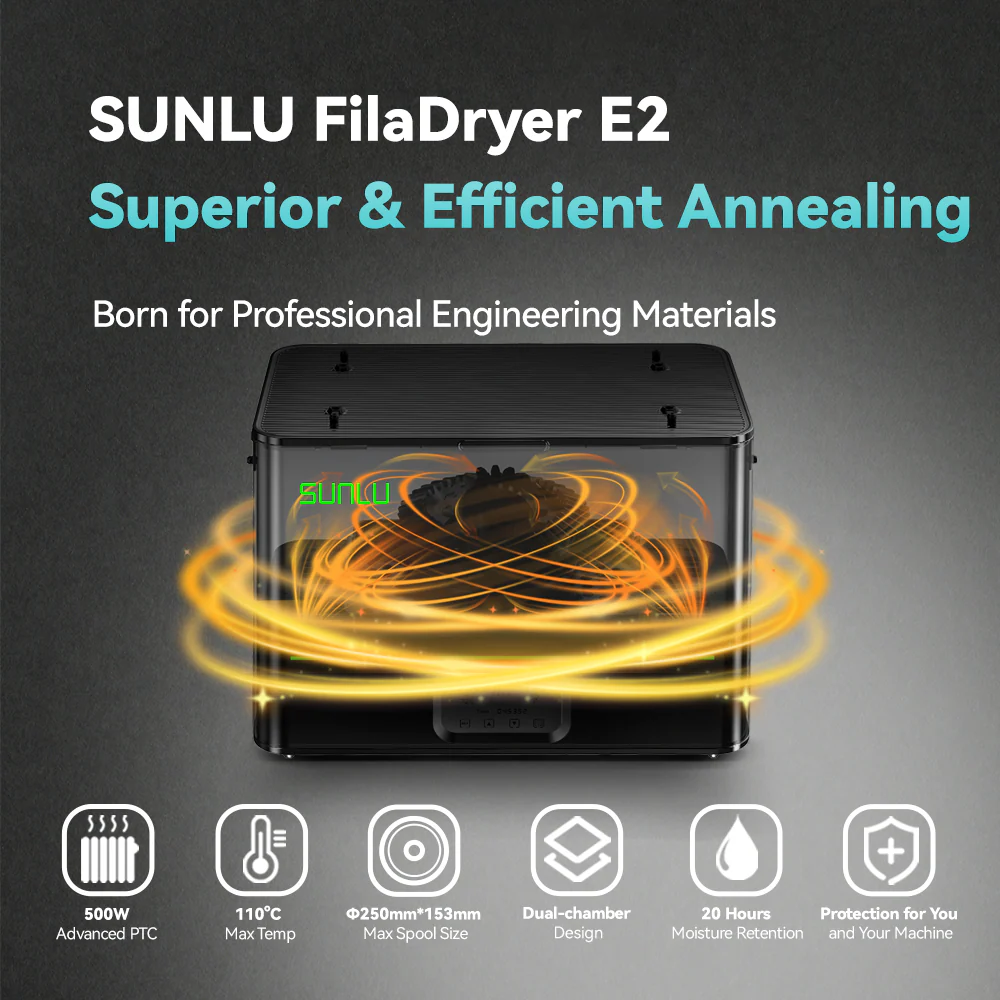 SUNLU FilaDryer E2, Up to 110℃, Professional Drying and Annealing, Born for Engineering 3D Printing Filaments - Image 6