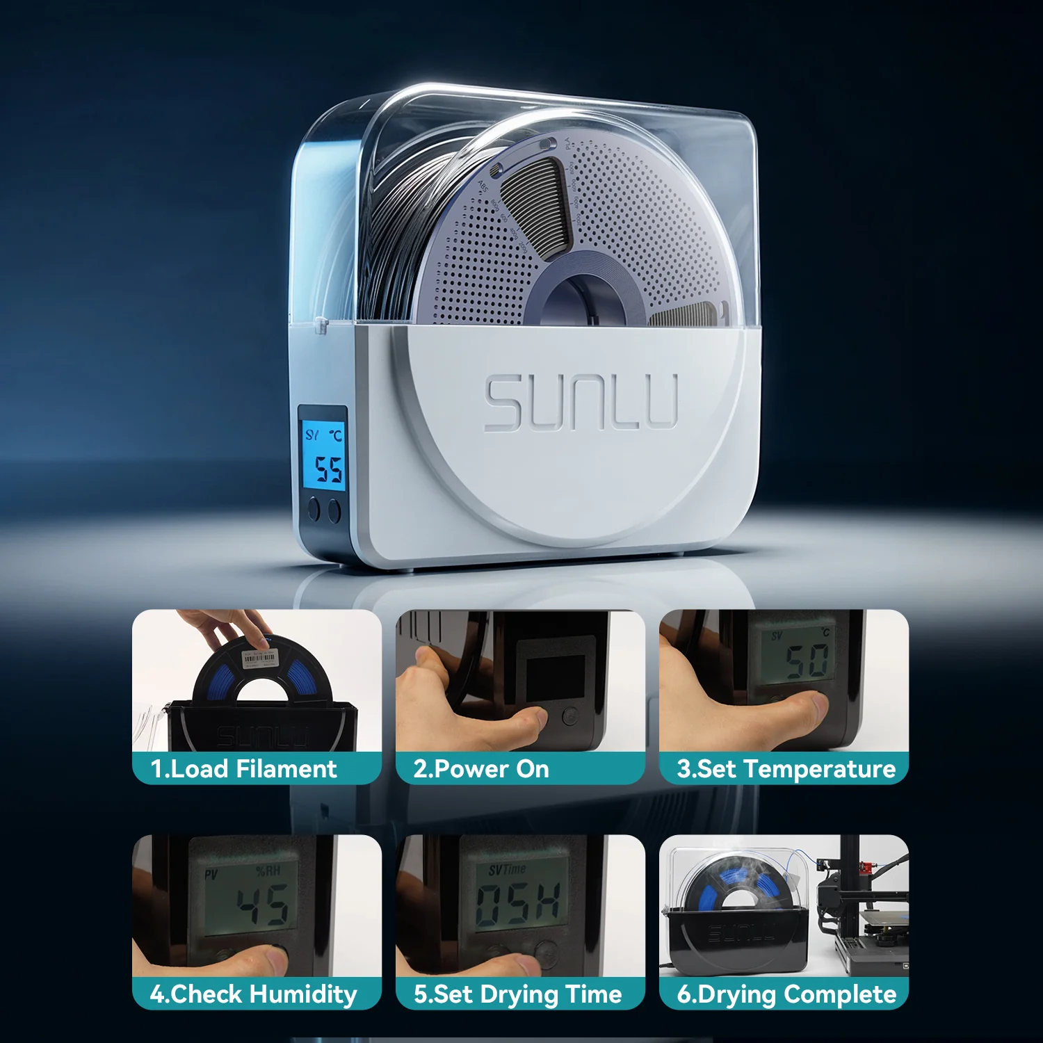 Get PLA at $6.6/KG | SUNLU S1 Plus Filament Dryer and PLA Filament Bundle - Image 6